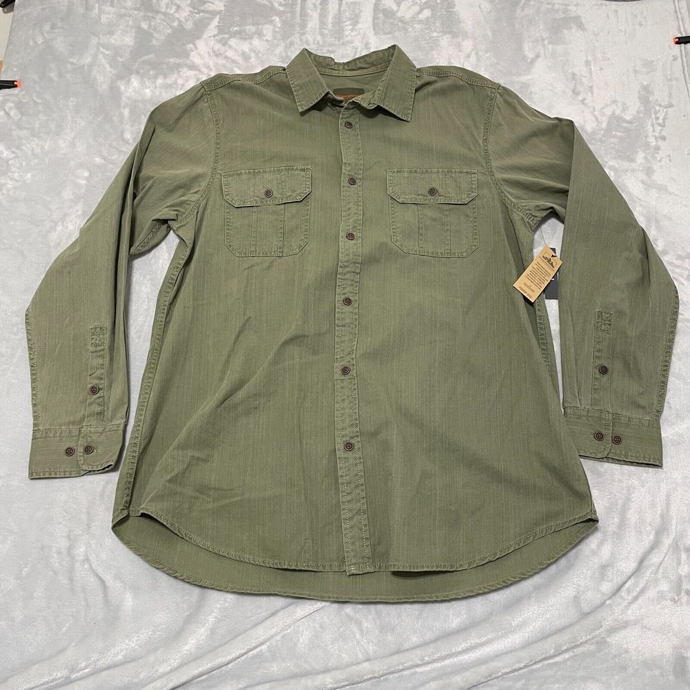 Northwest Territory Shirt Mens Big&Tall XLT Green Flap Pockets Outdoors Workwear